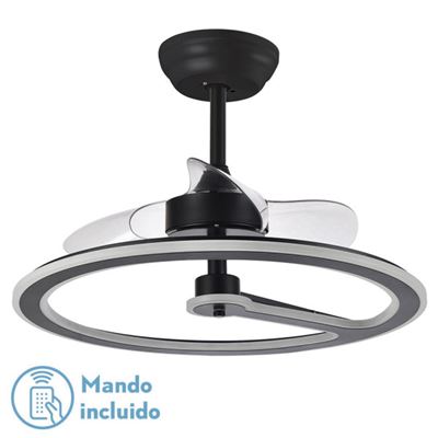 Ventilador De Techo Fabrilamp Led Chom Regulable Con Control Remoto 110w 3cct 9350lm Ip20 Ø62cm Negro