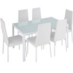 Conjunto de mesa y 6 sillas de comedor Brandenburg blanco/blanco