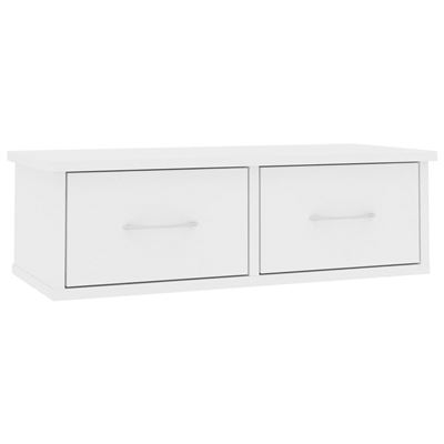 Vidaxl Blanco Estante De Cajones Para Pared Aglomerado 60X26x18,5 Cm