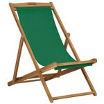 Silla de playa plegable vidaXL de madera maciza de teca verde