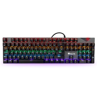 Teclado gaming NGS GKX 500 qwerty portugués mecánico con cable, iluminación rgb.13 teclas multimedia - 1