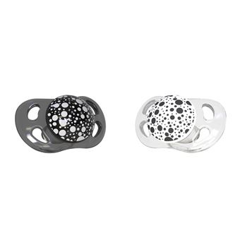 Chupetes Twistshake 0-6 meses. Pack 2, Modelo Negro Blanco
