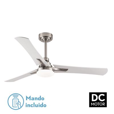 Ventilador De Techo Fabrilamp Led Coro Regulable Con Control Remoto 22w 3cct 2180lm Ip20 Ø132cm Blanco Y Haya