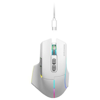 Mars Gaming Blanco Ratón Gaming Inalámbrico Mmw-Vector Tri-Mode 12000 Dpi Switches Huano 70H