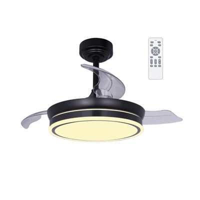 Ventilador De Techo Cristalrecord Led Moss Mini Regulable Con Control Remoto 46w 3cct 5520lm Ip20 Ø92cm Negro