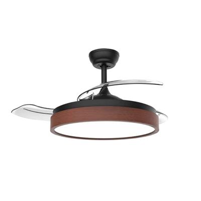 Ventilador De Techo Gsc Ranta Con Luz Cct Regulable Y Mando Ø107 3 Aspas Retráctiles Dc Negro