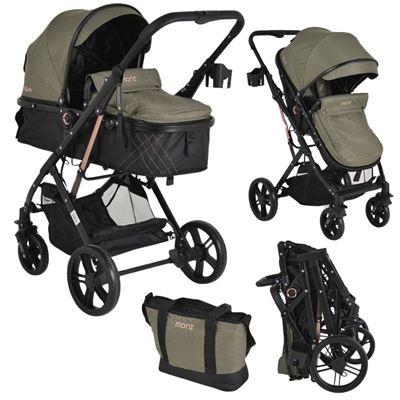 Carrito De Bebé Duo Convertible Rafaello Hasta 15kg De Moni Olive Green