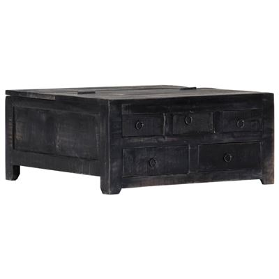 Vidaxl Negro Mesa De Centro Madera Maciza De Mango 65X65x30 Cm