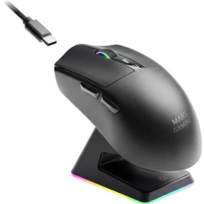 Mars Gaming Negro Ratón Gaming Inalámbrico Mmw-Elite Tri-Mode Paw3311pro 20000 Dpi Pantalla Oled 70H