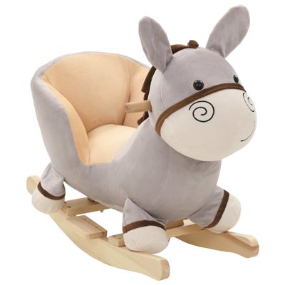 Balancín De Burrito De Peluche Con Respaldo Vidaxl, 60x32x55 Cm Gris