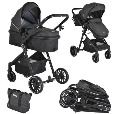 Carrito De Bebé Duo Convertible Rio Hasta 22kg De Moni Black
