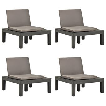 Tumbonas jardín cojines 4 unidades vidaXL plástico gris antracita - 1