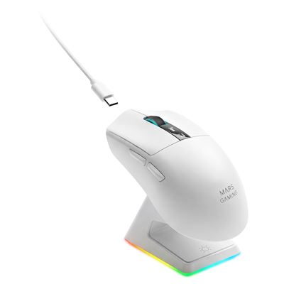 Mars Gaming Blanco Ratón Gaming Inalámbrico Mmw-Elite Tri-Mode Paw3311pro 20000 Dpi Pantalla Oled 70H