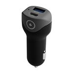 Cargador para coche Muvit USB Qualcomm QC 3.0 + Tipo C PD 18W smart IC negro