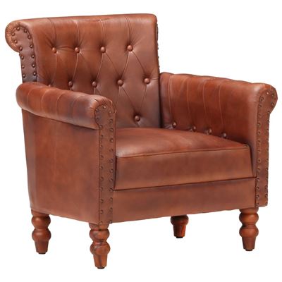 Vidaxl Marrón/Oscuro Sillón De Cuero De Cabra