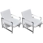 Sillones vidaXL 2 unidades estructura cromada cuero sintético blanco