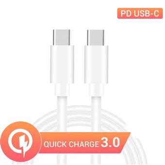 Cable de carga rápida USB TIPO C PD para smartphone o tablet Android e IOS color blanco - 1