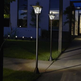 Farola solar LED para jardín Luxform Casablanca negro jardín