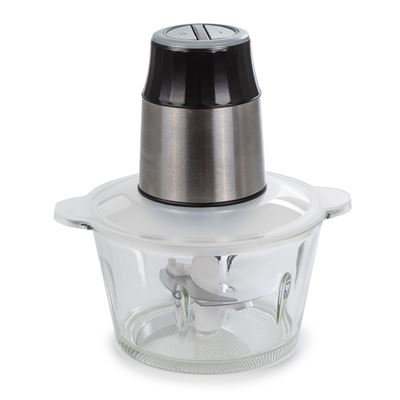 Picadora De Alimentos Eléctrica Dam Motor De Cobre Con 300w Vaso De Cristal 2l. Plata