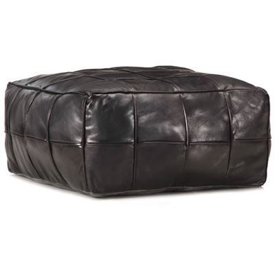 Vidaxl Negro Puf Cuero Auténtico De Cabra 60X60x30cm