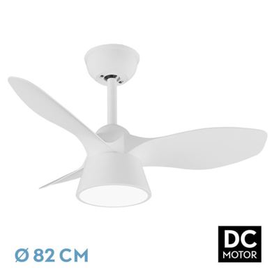 Ventilador De Techo Fabrilamp Led Cúbico Regulable Con Control Remoto 36w 3cct 2680lm Ip20 Ø82cm Blanco