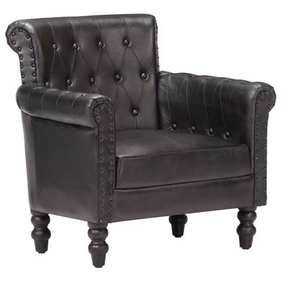 Vidaxl Negro Sillón De Cuero De Cabra