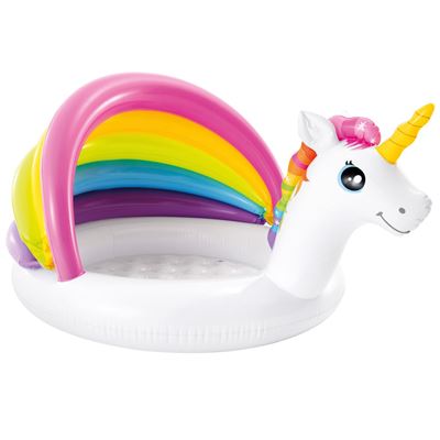 Piscina Hinchable Para Bebé Con Toldo Unicornio Intex