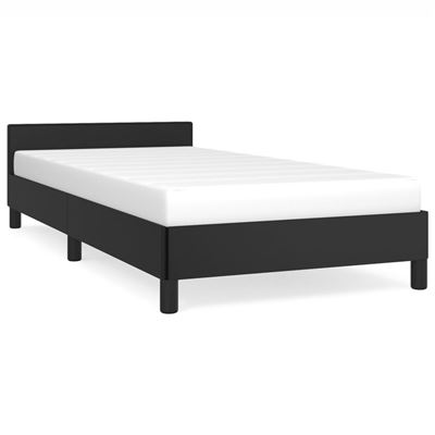 Vidaxl Negro Estructura De Cama Con Cabecero Cuero Sintético 90X190cm
