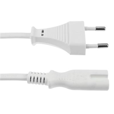 Cable de limentación BeMatik eléctrico IEC-60320 C7 hembra a enchufe  bipolar macho de 1,8m blanco - Cables de corriente - Los mejores precios