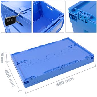 de plástico plegable y apilable PrimeMatik, Contenedor azul con tapa 60x40x32cm Cajas y juguetes, Los mejores precios | Fnac