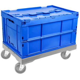 de plástico plegable y apilable PrimeMatik, Contenedor azul con tapa 60x40x32cm Cajas y juguetes, Los mejores precios | Fnac