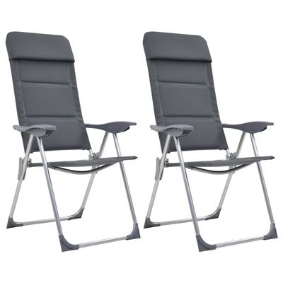 Sillas De Camping De Aluminio 2 Unidades Gris 58x69x111 Cm, Vidaxl