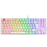 Teclado Mecánico FRGB Mars Gaming MK80 Blanco Switch Mecánico Azul, Idioma Español