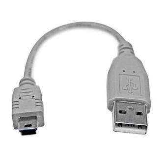 StarTech.com Cable USB de 15cm para Cámara - 1x USB A Macho - 1x Mini USB B Macho - Adaptador Gris - cables USB - 1