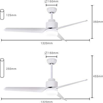 Ventilador de techo inteligente SPC Conforto DC Max 2 con luz regulable,  supersilencioso, Ø132 cm
