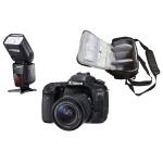 Cámara de fotos Réflex Canon EOS 80D + Canon EF-S 18-55mm f/3.5-5.6 IS STM + bolso de la cámara profesional + speedlite flash profesional