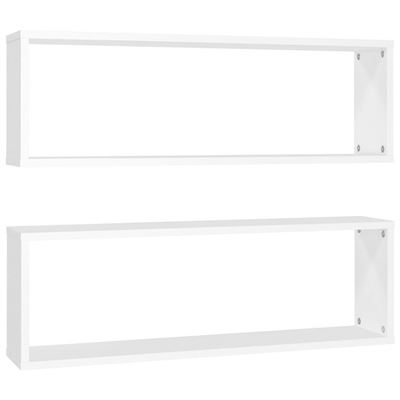 Vidaxl Blanco Estantes Cubos De Pared 2 Uds Aglomerado 80X15x26,5Cm