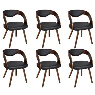 Vidaxl Marrón Sillas De Comedor 6 Unidades Cuero Sintético