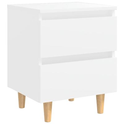 Vidaxl Blanco Mesita De Noche Madera Maciza Pino 40X35x50cm