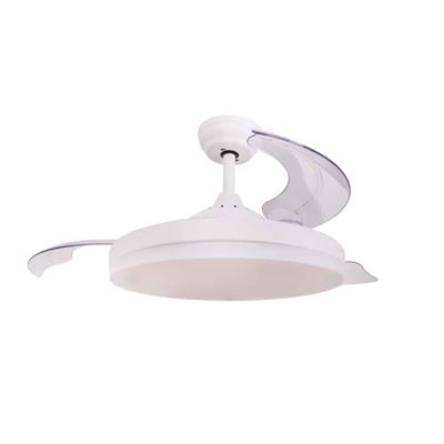 Ventilador De Techo Gsc Tungati Con Luz Cct Regulable Y Mando Ø107 3 Aspas Retráctiles Dc Blanco