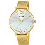 Reloj Pulsar casual reloj para Mujer Analógico de Cuarzo japonés con brazalete de Acero inoxidable bañado en oro PH8446X1