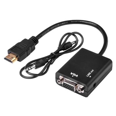 TAOHOU Cable Adaptador de convertidor VGA Macho a HDMI Hembra con Salida de Audio VGA Negro 