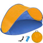 Tienda de playa con forma de concha y montaje pop up Jasmin, Azul/Naranja