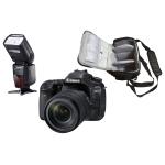 Cámara de fotos Réflex Canon EOS 80D + Canon EF-S 18-135mm f/3.5-5.6 IS USM + bolso de la cámara profesional + speedlite flash profesional