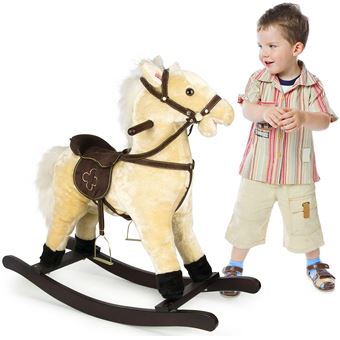 Caballo balanceo de felpa y madera