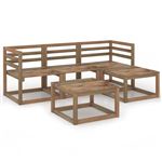 Muebles de jardín 5 piezas vidaXL madera pino impregnada marrón con cojines 43,6 kg