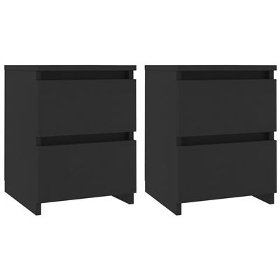 Vidaxl Negro Mesitas De Noche 2 Unidades Aglomerado 30X30x40