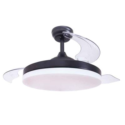 Ventilador De Techo Gsc Tungati Con Luz Cct Regulable Y Mando Ø107 3 Aspas Retráctiles Dc Negro