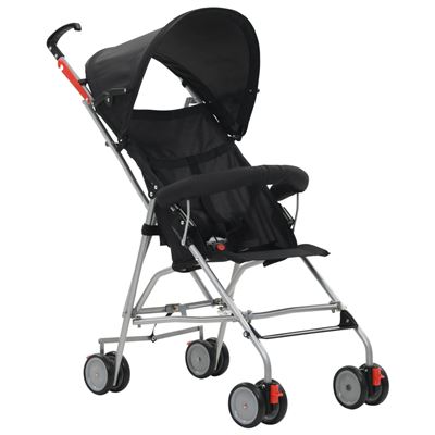 Sillita Vidaxl De paseo para bebé negra acero carrito individual plegable