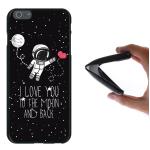 Funda iPhone 6 Plus | 6S Plus, WoowCase Funda Silicona Gel Flexible Astronauta Corazón - I Love To the Moon And Back, Carcasa Case - Negro